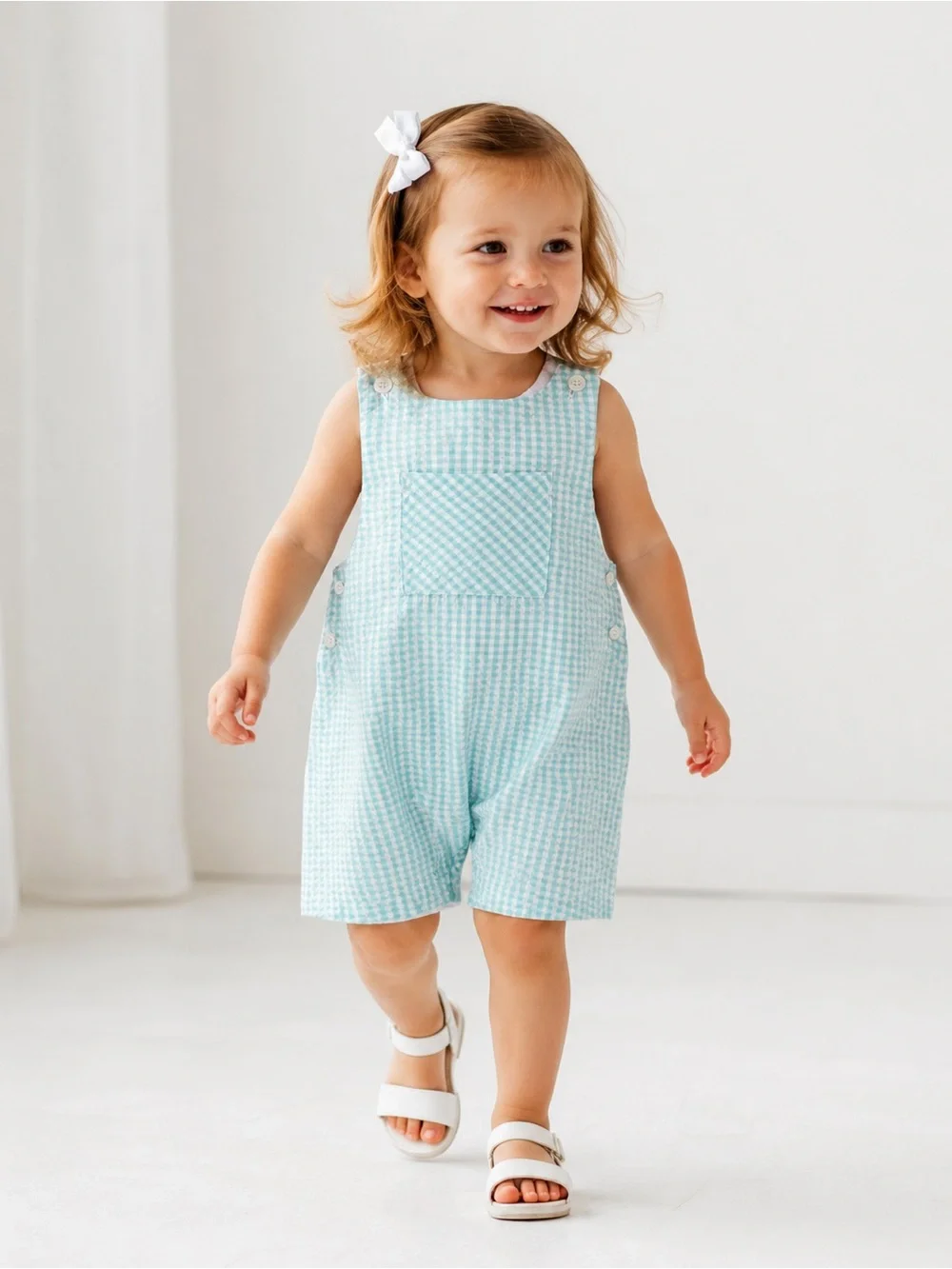 Edgehill Collection Unisex Gingham Romper Size: 24M, cotton